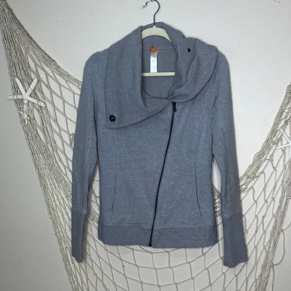 LUCY Women's Hatha Flow Yoga Grey Asymmetrical Zip Workout Jacket XS - Picture 1 of 10